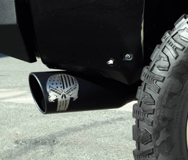 Gibson 04-10 Nissan Titan SE 5.6L 4in Patriot Skull Series Cat-Back Single Exhaust - Stainless Gibson Catback  AXOPROS