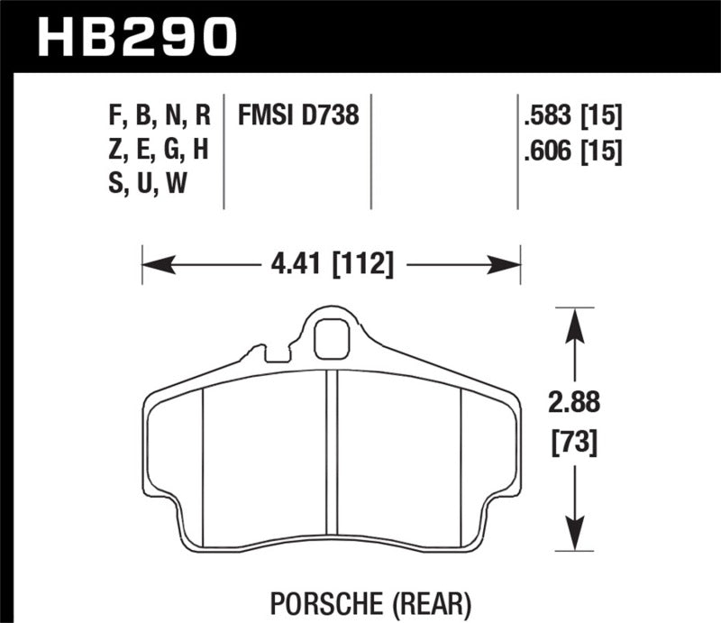 Hawk 98 Porsche 911 Targa/99-08 911 Carrera 4/00-06 Boxster S DTC-70 15mm Rear Brake Pads Hawk Performance Brake Pads - Racing  AXOPROS