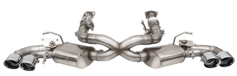 Corsa 2020-25 Corvette C8 3in Valved Cat-Back 4.5in Pol Quad Tips - Fits Factory Perf Exhaust w/ AFM CORSA Performance Catback  AXOPROS