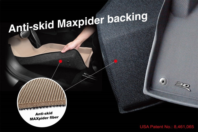 3D Maxpider 16-23 Mazda CX-9 7-Seat Maxtrac Black R1 R2 R3 3D MAXpider Floor Mats - Rubber  AXOPROS