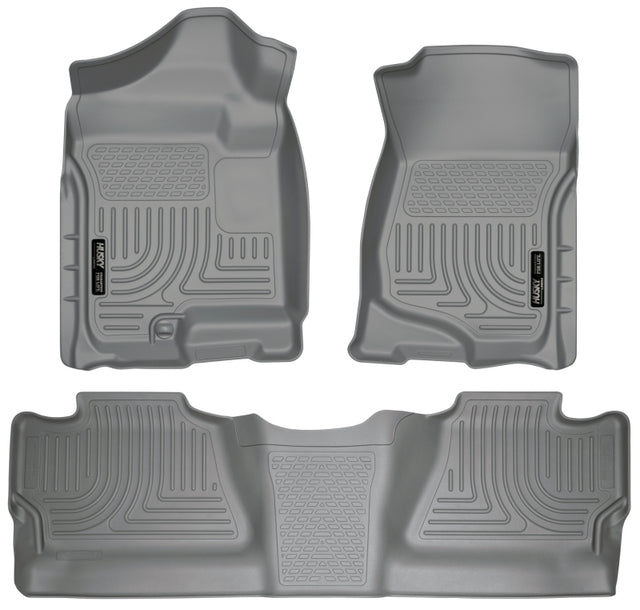 Husky Liners 07-12 Chevy Silverado/GMC Sierra Crew Cab WeatherBeater Combo Gray Floor Liners Husky Liners Floor Mats - Rubber  AXOPROS