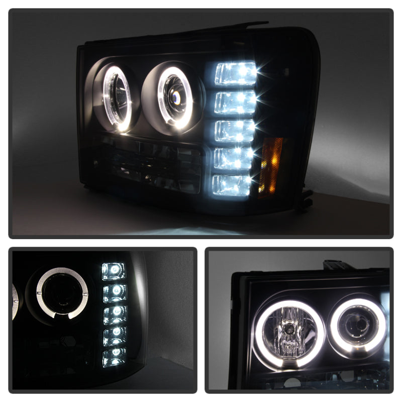 Spyder GMC Sierra 1500/2500 07-13 Projector Headlights LED Halo- LED Blk Smke PRO-YD-GS07-HL-BSM SPYDER Headlights  AXOPROS