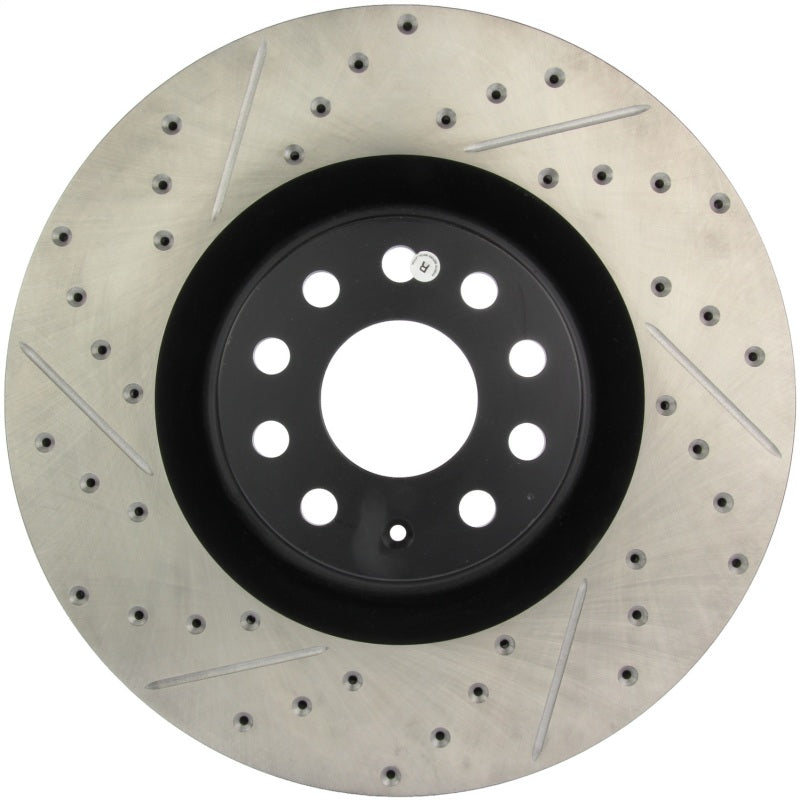 StopTech 09 VW Passat CC / 06-09 Passat Slotted & Drilled Right Front Rotor Stoptech Brake Rotors - Slot & Drilled  AXOPROS