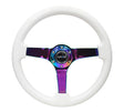 NRG Reinforced Steering Wheel (350mm / 3in. Deep) Classic White w/4mm Neochrome Solid 3-Spoke NRG Steering Wheels  AXOPROS