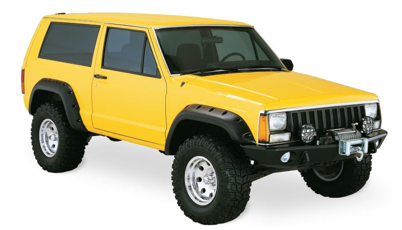 Bushwacker 84-01 Jeep Cherokee Cutout Style Flares 4pc Fits 2-Door Sport Utility Only - Black Bushwacker Fender Flares  AXOPROS