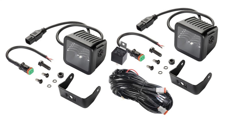 Hella Universal Black Magic 3.2in L.E.D. Cube Kit - Flood Beam Hella Fog Lights  AXOPROS