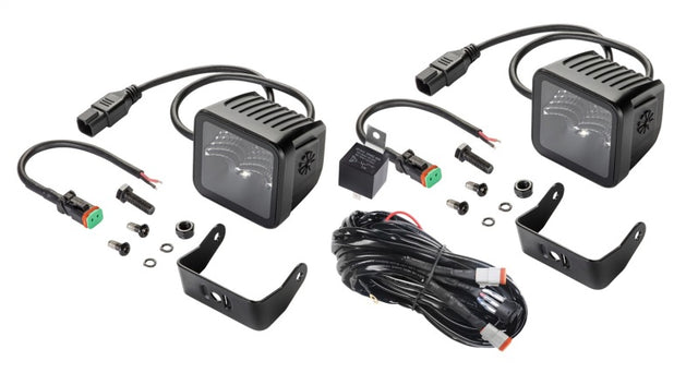 Hella Universal Black Magic 3.2in L.E.D. Cube Kit - Flood Beam Hella Fog Lights  AXOPROS