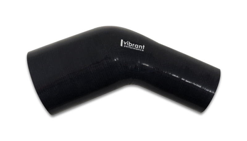 Vibrant 2.00in ID x 2.50in ID Gloss Black Silicone 45 Degree Transition Elbow Vibrant Silicone Couplers & Hoses  AXOPROS