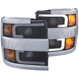 ANZO Projector Headlights 15-17 Chevrolet Silverado 2500HD / 3500HD Black w/ Chrome Rim ANZO Headlights  AXOPROS