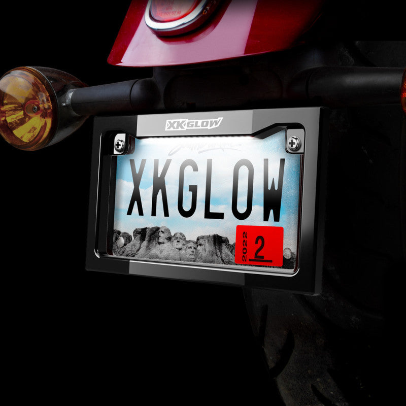 XK Glow Motorcycle License Plate Frame Light w/ White LED - Black XKGLOW Light Accessories and Wiring  AXOPROS