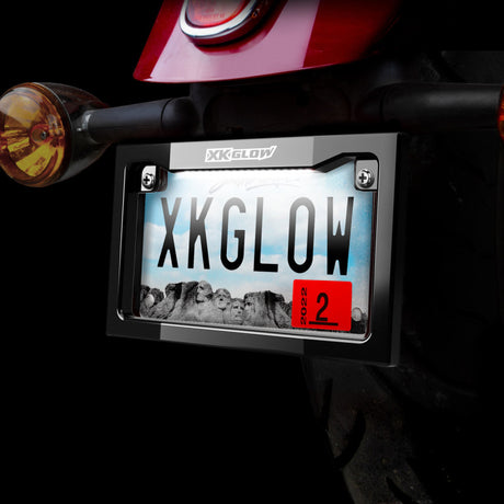 XK Glow Motorcycle License Plate Frame Light w/ White LED - Black XKGLOW Light Accessories and Wiring  AXOPROS