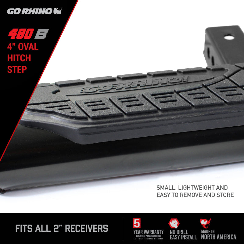 Go Rhino 4in Oval Hitch Step - Black Go Rhino Hitch Accessories  AXOPROS