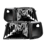 Xtune Ford Ranger 93-97 Crystal Headlights w/ Corner Lights 4pcs Sets Black HD-JH-FR93-SET-BK SPYDER Headlights  AXOPROS