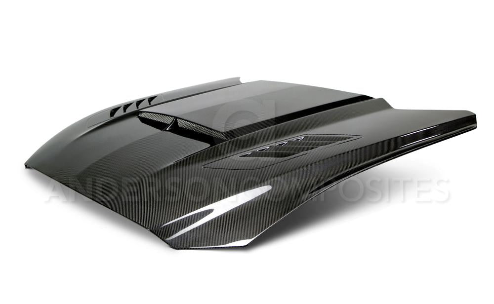 Anderson Composites AC-HD15FDMU-AB-DS Ram Air Double Sided Carbon Fiber Hood For 2015-2017 Ford Mustang Anderson Composites Hood  AXOPROS