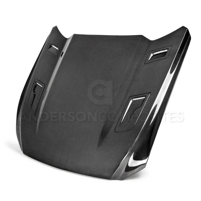 Anderson Composites AC-HD15FDMU-AT-DS Type-GTH Double Sided Carbon Fiber Hood For 2015-2017 Ford Mustang Anderson Composites Hood  AXOPROS