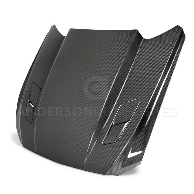 Anderson Composites AC-HD15FDMU-CJ-DS Type-CJ Double Sided Carbon Fiber 3 Inch Cowl Hood For 2015-2017 Ford Mustang Anderson Composites Hood  AXOPROS