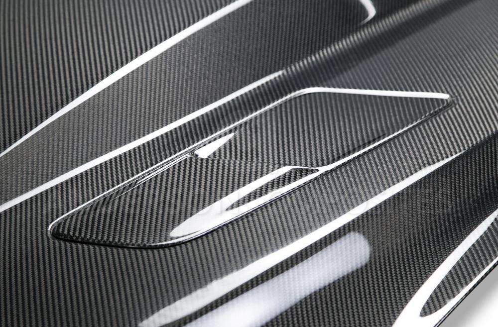 Anderson Composites AC-HD15FDMU-CJ-DS Type-CJ Double Sided Carbon Fiber 3 Inch Cowl Hood For 2015-2017 Ford Mustang Anderson Composites Hood  AXOPROS