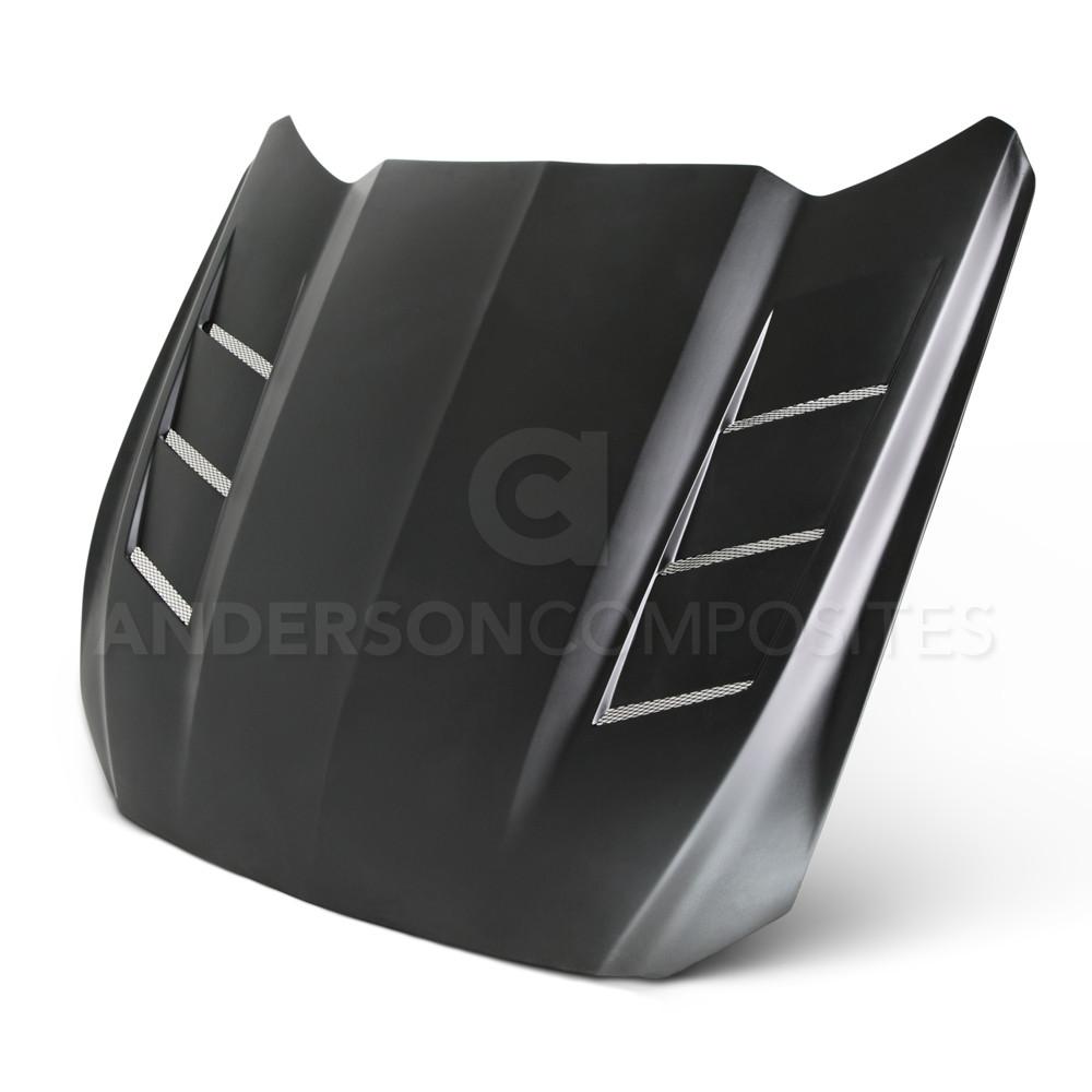 Anderson Composites AC-HD15FDMU-SA-GF Heat Extractor Fiberglass Hood For 2015-2017 Ford Mustang Anderson Composites Hood  AXOPROS