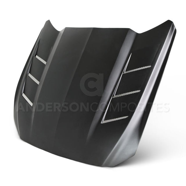 Anderson Composites AC-HD15FDMU-SA-GF Heat Extractor Fiberglass Hood For 2015-2017 Ford Mustang Anderson Composites Hood  AXOPROS