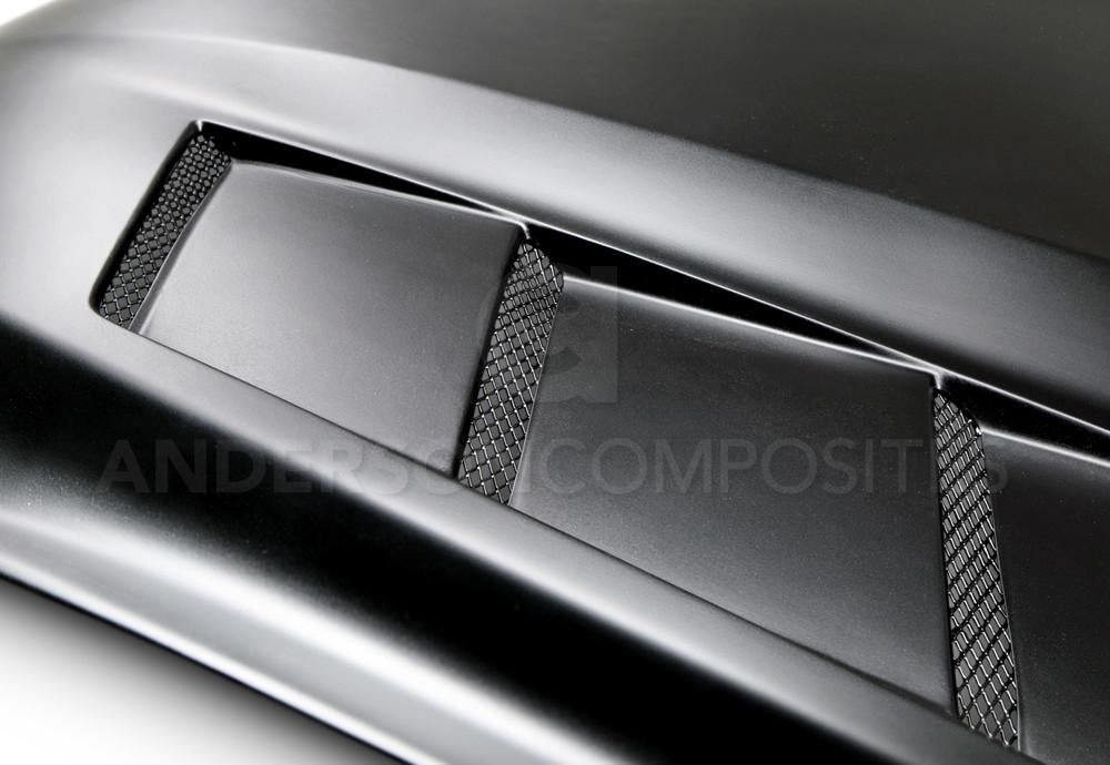 Anderson Composites AC-HD15FDMU-SA-GF Heat Extractor Fiberglass Hood For 2015-2017 Ford Mustang Anderson Composites Hood  AXOPROS