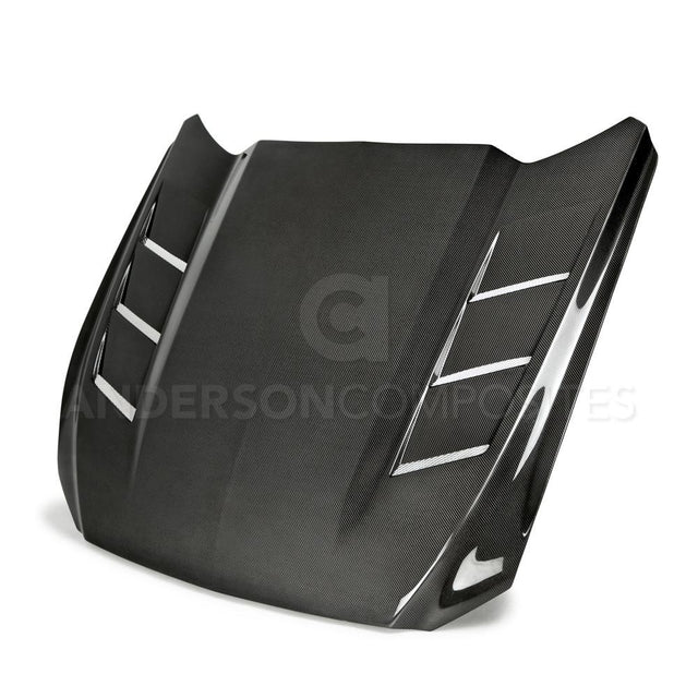 Anderson Composites AC-HD15FDMU-SA-DS Heat Extractor Double Sided Carbon Fiber Hood For 2015-2017 Ford Mustang Anderson Composites Hood  AXOPROS