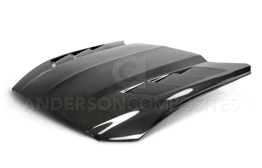 Anderson Composites AC-HD15FDMU-SA-DS Heat Extractor Double Sided Carbon Fiber Hood For 2015-2017 Ford Mustang Anderson Composites Hood  AXOPROS