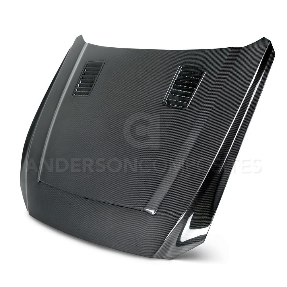 Anderson Composites AC-HD15FDMU-SN-DS Type-SN Double Sided Carbon Fiber Hood For 2015-2017 Ford Mustang Anderson Composites Hood  AXOPROS