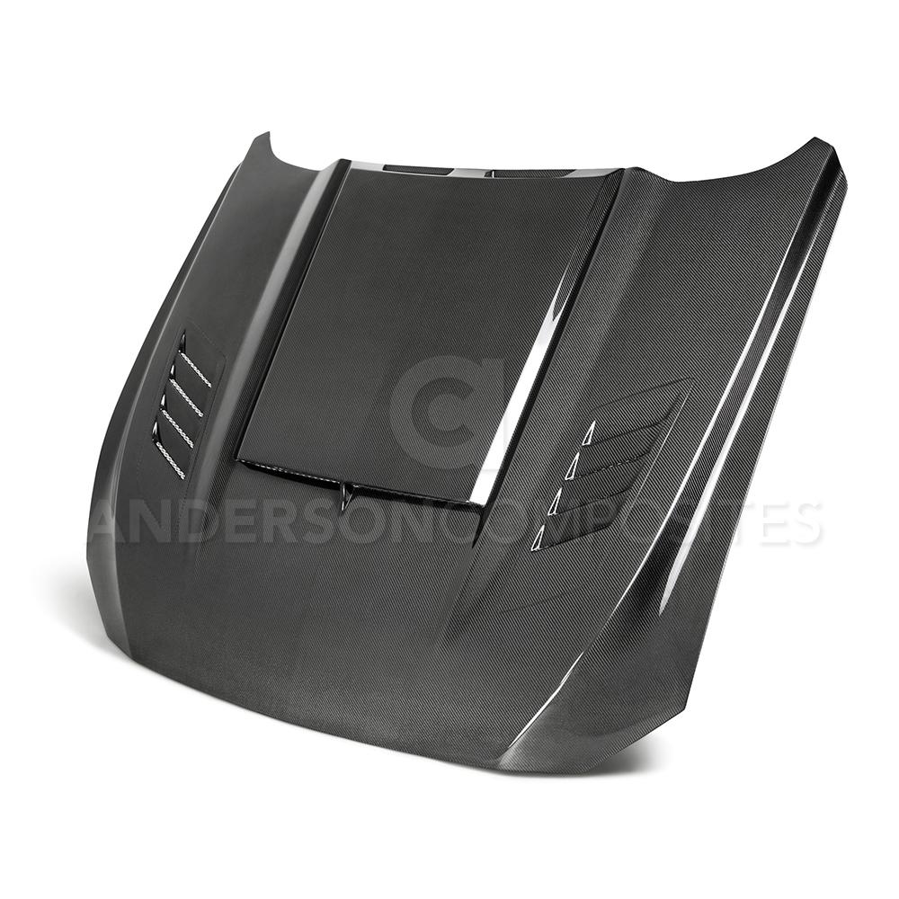 Anderson Composites AC-HD18FDMU-AB-DS Type-AB Ram Air Double Sided Carbon Fiber Hood For 2018-2020 Ford Mustang Anderson Composites Hood  AXOPROS