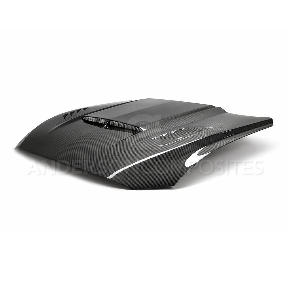 Anderson Composites AC-HD18FDMU-AB-DS Type-AB Ram Air Double Sided Carbon Fiber Hood For 2018-2020 Ford Mustang Anderson Composites Hood  AXOPROS
