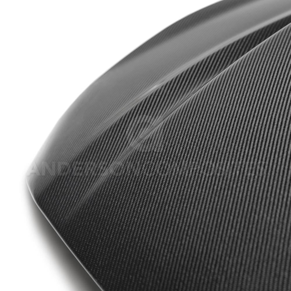 Anderson Composites AC-HD18FDMU-CJ-DS Type-CJ Double Sided Carbon Fiber 4 Inch Cowl Hood For 2018-2020 Ford Mustang Anderson Composites Hood  AXOPROS