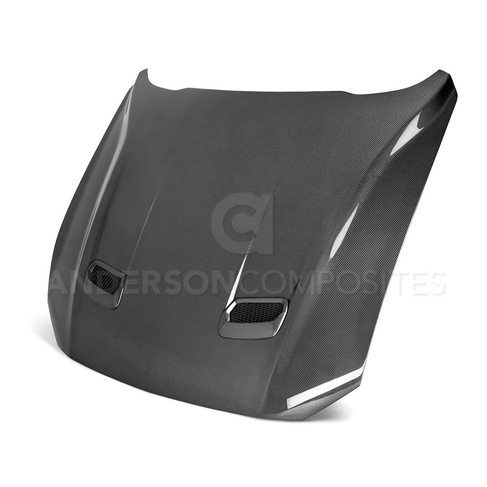 Anderson Composites AC-HD18FDMU-OE-DS Type-OE Double Sided Carbon Fiber Hood For 2018-2020 Ford Mustang Anderson Composites Hood  AXOPROS