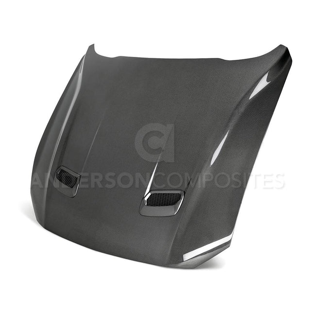 Anderson Composites AC-HD18FDMU-OE-DS Type-OE Double Sided Carbon Fiber Hood For 2018-2020 Ford Mustang Anderson Composites Hood  AXOPROS