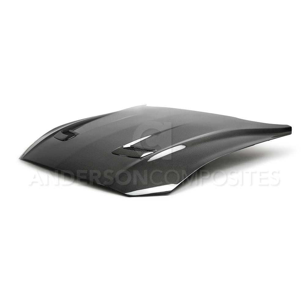 Anderson Composites AC-HD18FDMU-OE-DS Type-OE Double Sided Carbon Fiber Hood For 2018-2020 Ford Mustang Anderson Composites Hood  AXOPROS