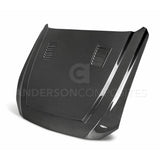 Anderson Composites AC-HD18FDMU-SN-DS Type-SN Double Sided Carbon Fiber Hood For 2018-2020 Ford Mustang Anderson Composites Hood  AXOPROS