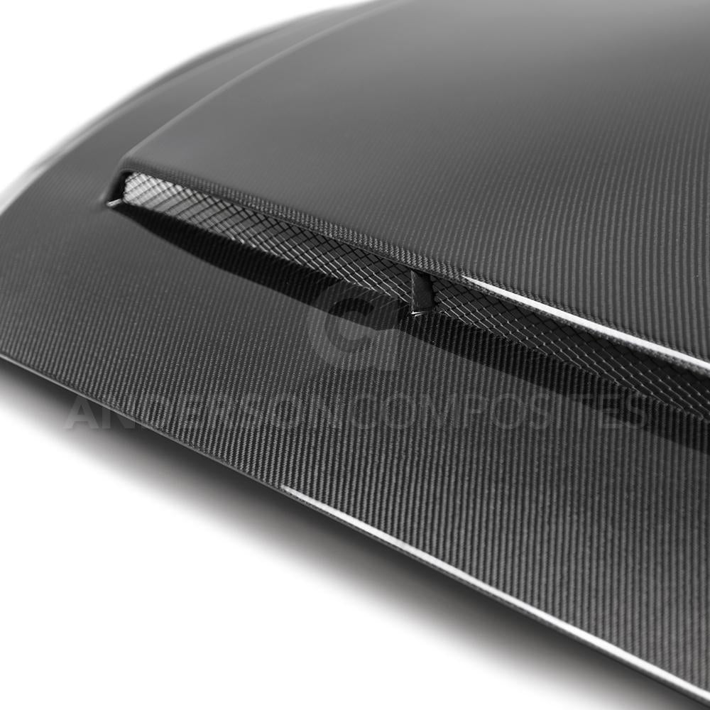 Anderson Composites AC-HD18FDMU-SN-DS Type-SN Double Sided Carbon Fiber Hood For 2018-2020 Ford Mustang Anderson Composites Hood  AXOPROS