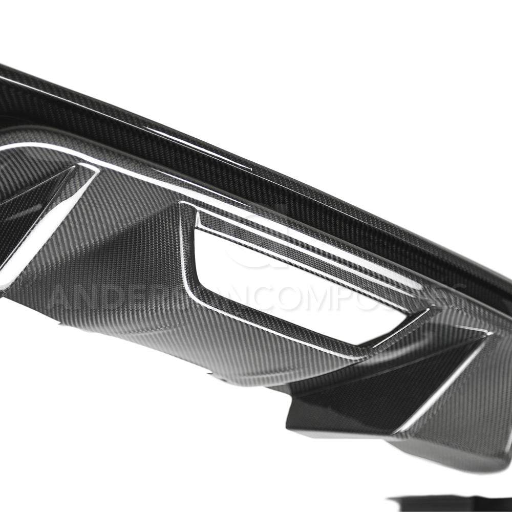 Anderson Composites AC-RL18FDMU-AO Type-OE Carbon Fiber Quad Tip Rear Valance For 2018-2020 Ford Mustang Anderson Composites Valance Panel  AXOPROS