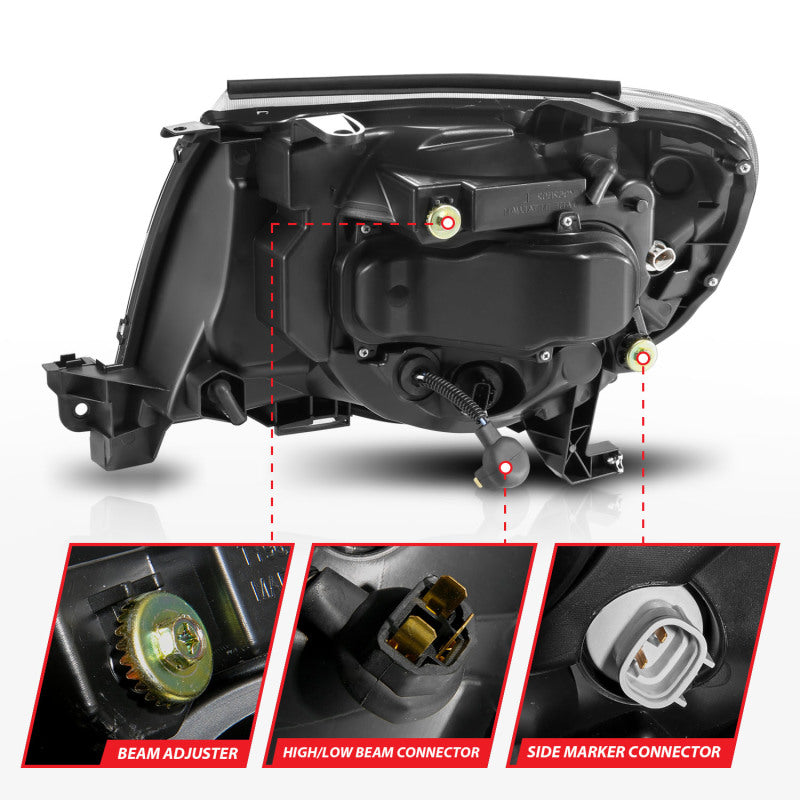 ANZO 05-11 Toyota Tacoma Projector Headlights w/Light Bar Switchback Black Housing ANZO Headlights  AXOPROS