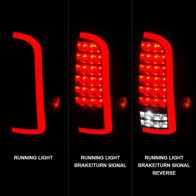 ANZO 05-15 Toyota Tacoma Full LED Tail Lights w/Light Bar Sequential Black Housing Clear Lens ANZO Tail Lights  AXOPROS