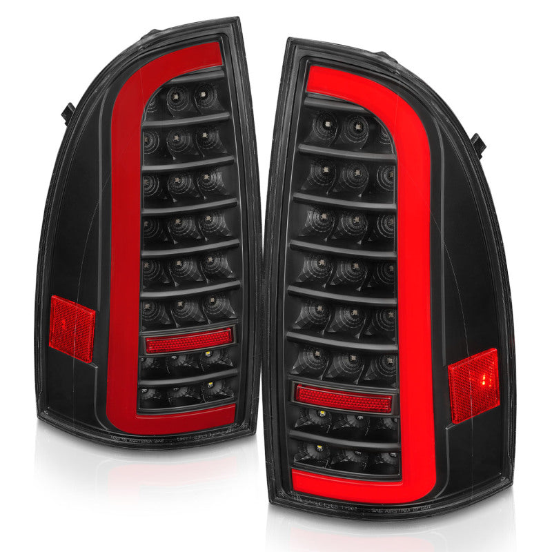 ANZO 05-15 Toyota Tacoma Full LED Tail Lights w/Light Bar Sequential Black Housing Clear Lens ANZO Tail Lights  AXOPROS