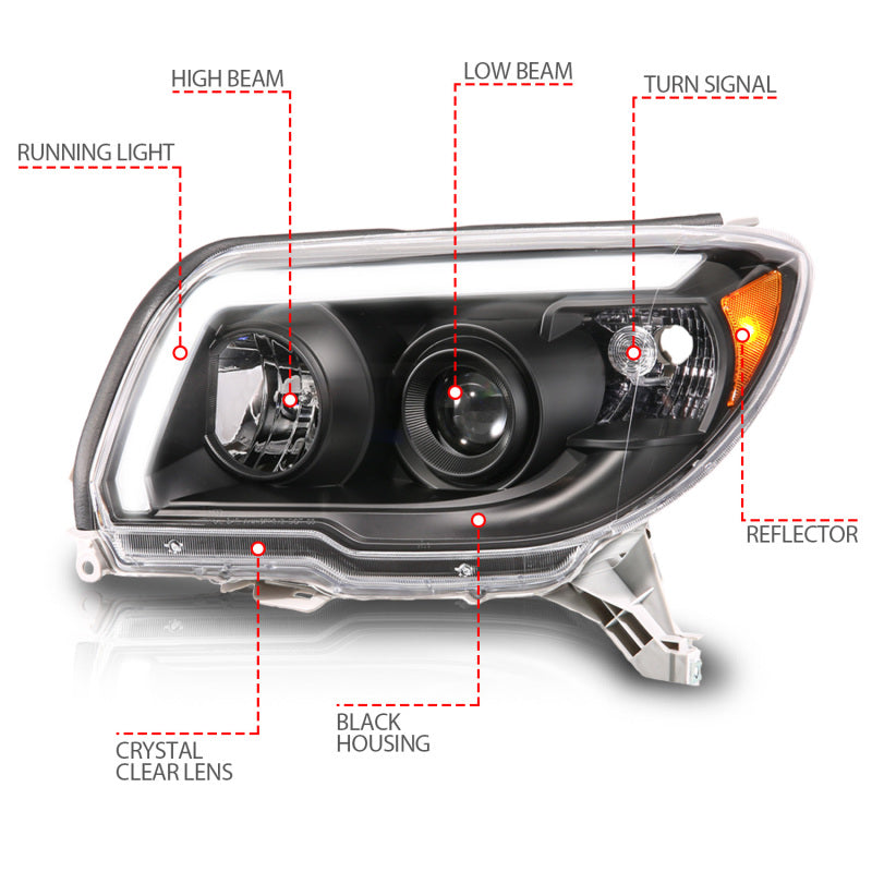 ANZO 06-09 Toyota 4 Runner Projector Headlights Plank Style - Black ANZO Headlights  AXOPROS