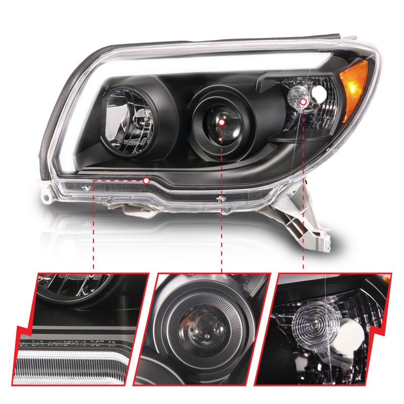 ANZO 06-09 Toyota 4 Runner Projector Headlights Plank Style - Black ANZO Headlights  AXOPROS