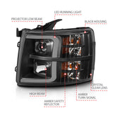 ANZO 07-13 Chevrolet Silverado 3500 Projector Headlights - Black Amber ANZO Headlights  AXOPROS