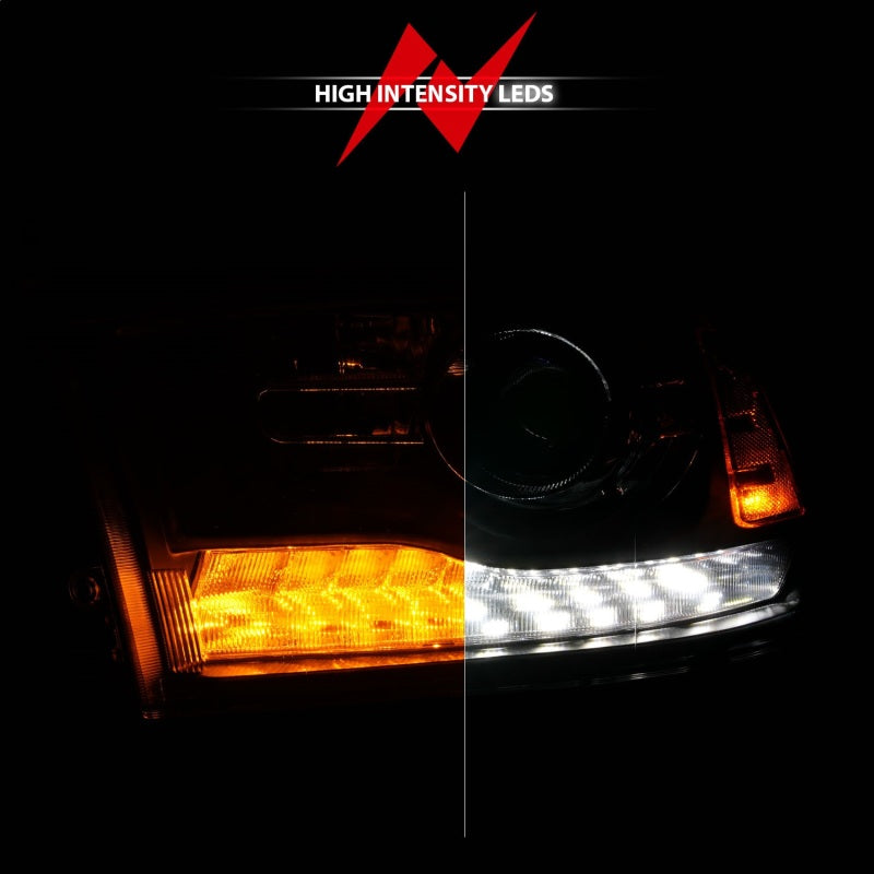 ANZO 09-18 Dodge Ram 1500/2500/3500 LED Plank Style Headlights Switchback + Sequential - Matte Black ANZO Headlights  AXOPROS