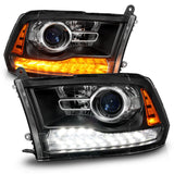ANZO 09-18 Dodge Ram 1500/2500/3500 LED Plank Style Headlights Switchback + Sequential - Matte Black ANZO Headlights  AXOPROS