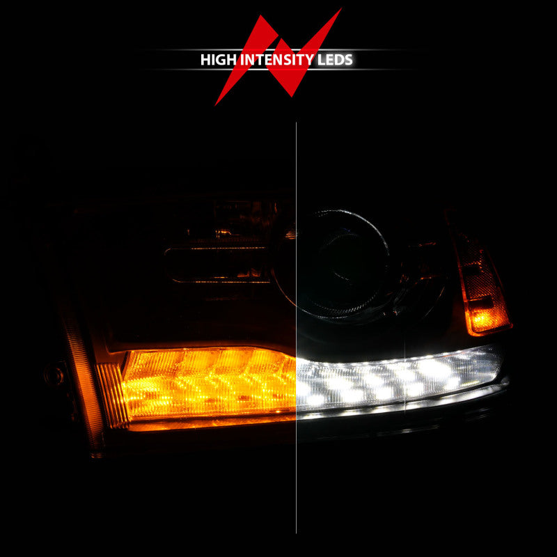 ANZO 09-18 Dodge Ram 1500/2500/3500 LED Plank Style Headlights Switchback + Sequential - Matte Black ANZO Headlights  AXOPROS