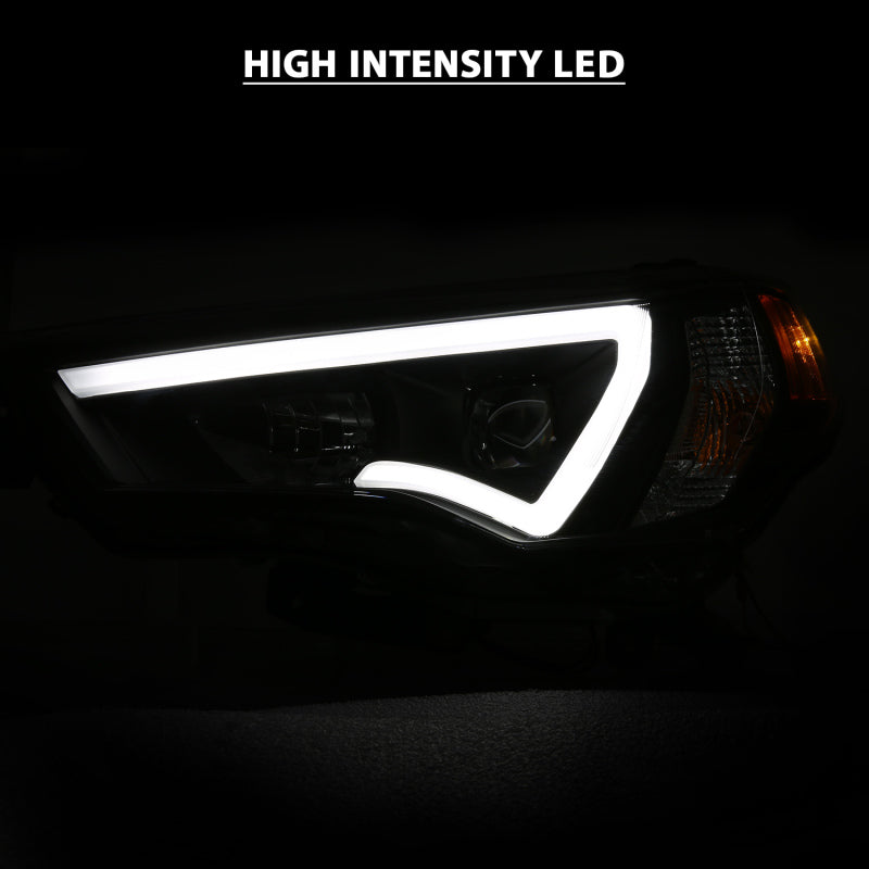 ANZO 14-18 Toyota 4 Runner Plank Style Projector Headlights Black w/ Amber ANZO Headlights  AXOPROS