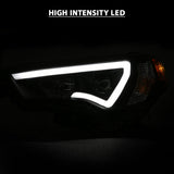 ANZO 14-18 Toyota 4 Runner Plank Style Projector Headlights Black w/ Amber ANZO Headlights  AXOPROS