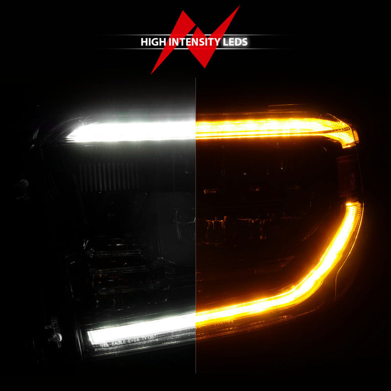 ANZO 14-21 Toyota Tundra (OE Halogen w/LED DRL) LED Crystal Headlights w/ Switchback &amp; DRL - Blk ANZO Headlights  AXOPROS