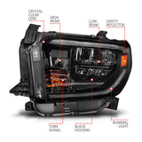 ANZO 14-21 Toyota Tundra (OE Halogen w/LED DRL) LED Crystal Headlights w/ Switchback &amp; DRL - Blk ANZO Headlights  AXOPROS