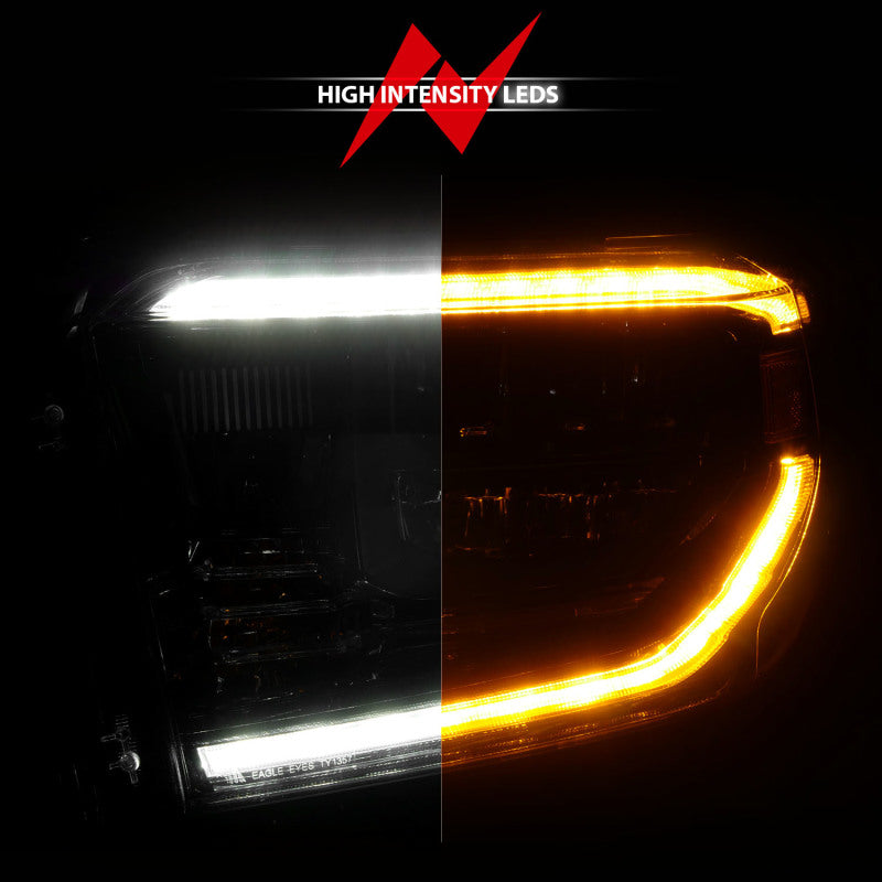 ANZO 14-21 Toyota Tundra (OE Halogen w/LED DRL) LED Crystal Headlights w/ Switchback &amp; DRL - Blk ANZO Headlights  AXOPROS